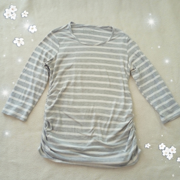 Motherhood maternity gray striped midsleeve blouse - Picture 3 of 5
